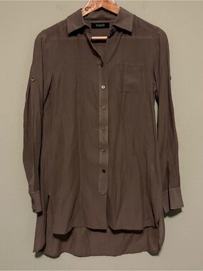 Threads Saks Fifth Avenue Button-Front Long Sleeve Tunic Shirt - Size XS